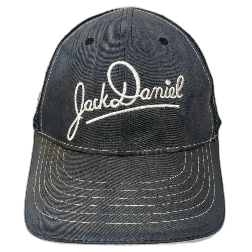 Jack Daniel's Trucker Hat Blue One Size Mesh Back Snapback Embroidered Logo